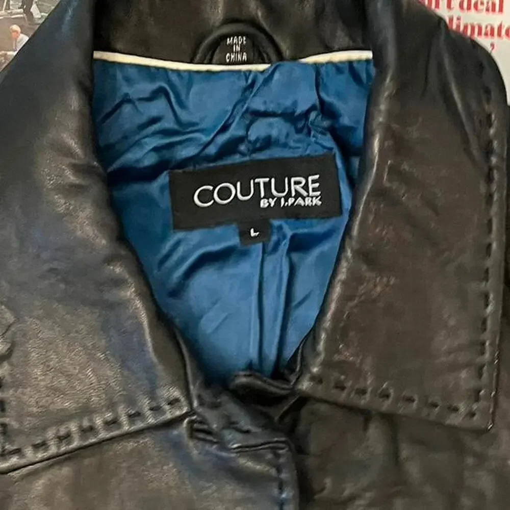 Black leather vintage couture jacket